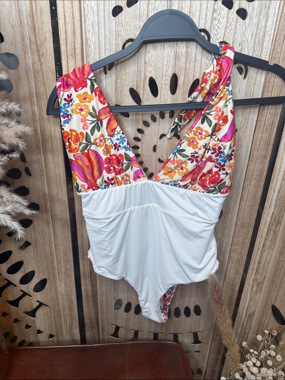 FARM Rio Floral Tie-Shoulder One-Piece - Pink, Orange & White - Picture 5 of 8
